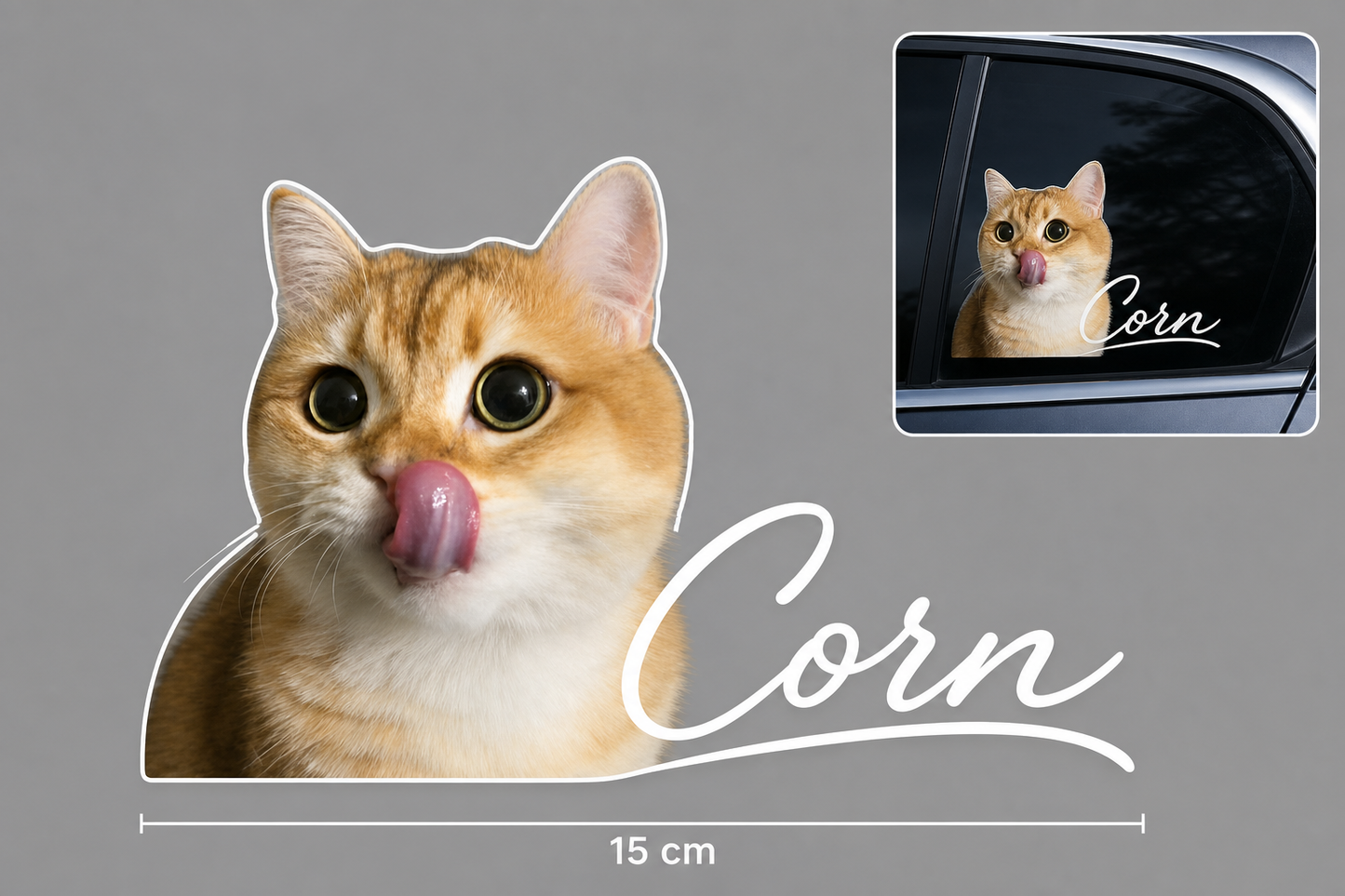 Custom Pet Car Sticker - 15cm Personalized Name Decal
