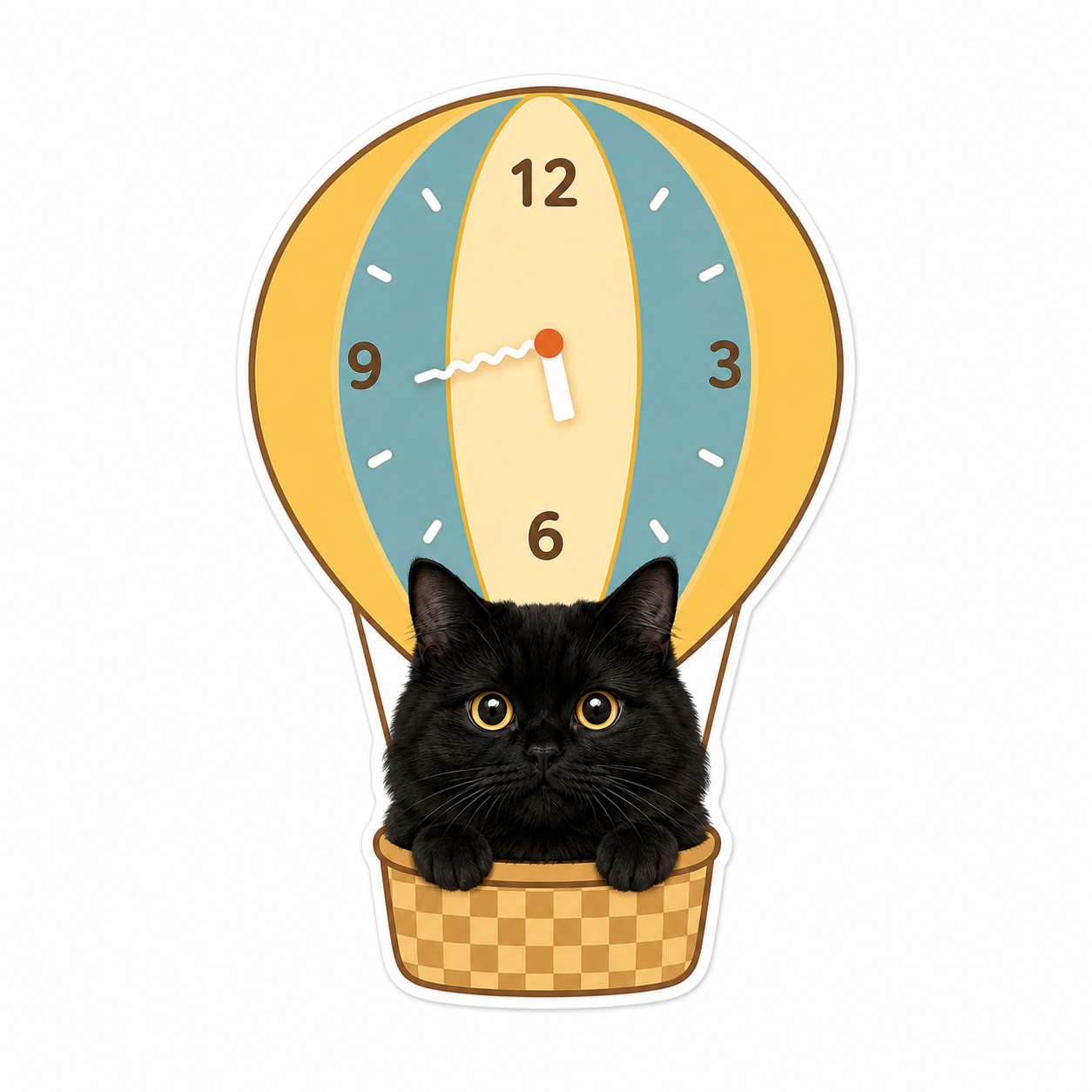 Custom pet silent wall clock hot air balloon style