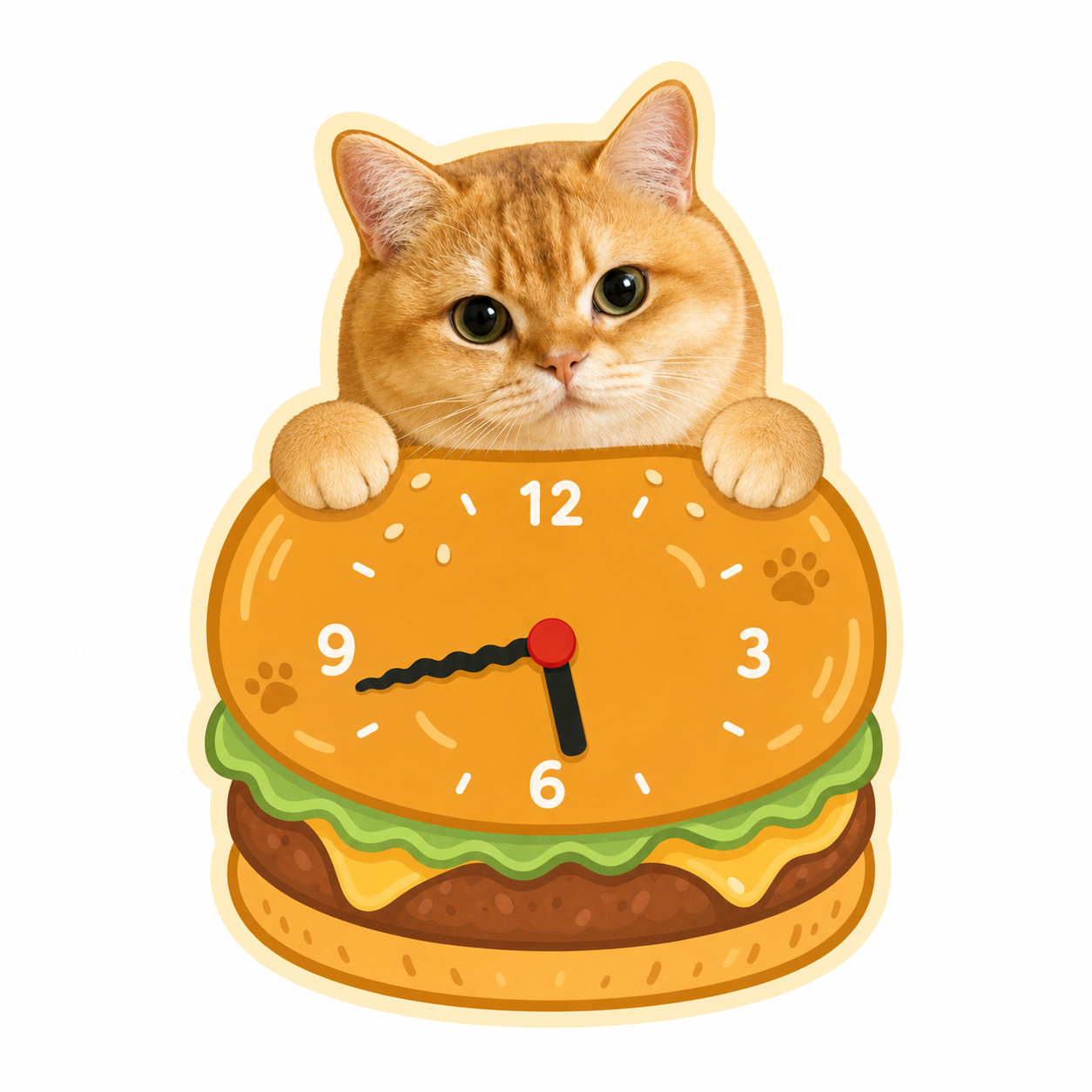 Custom pet silent wall clock burger style